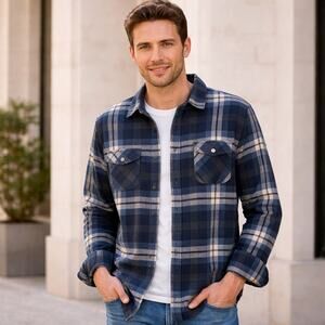 Freedom Foundry Grizzly Plush Fleece Shirt - Blue Plaid - Size XL - NWOT